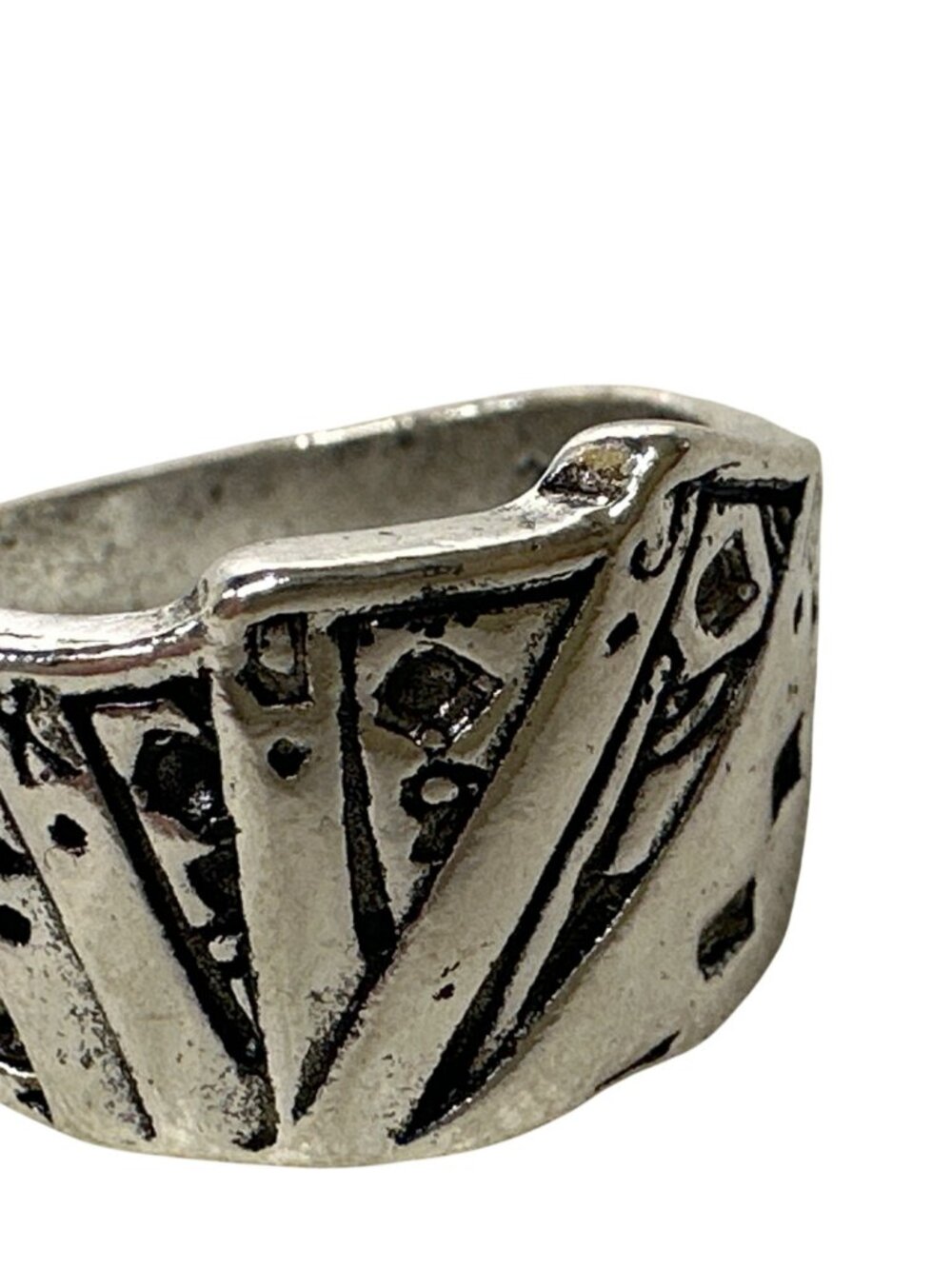 Chunky Ring Playing Card Themed Silver Tone Chunky Size 7.5" Casino Gamer
